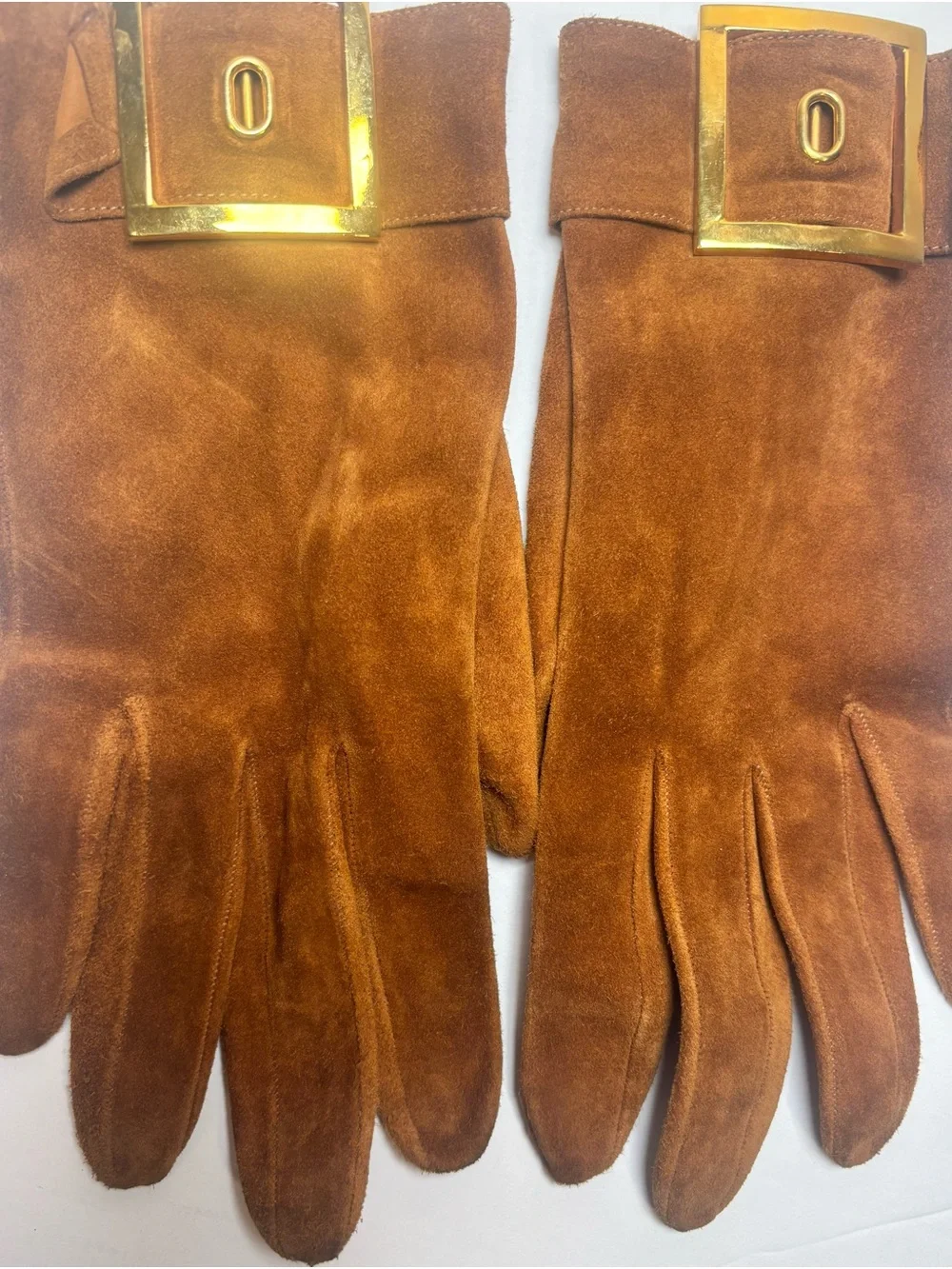 Rare Vintage Denise Francelle Paris Boutique Veal Leather Gloves Sz 7 GoldTone
